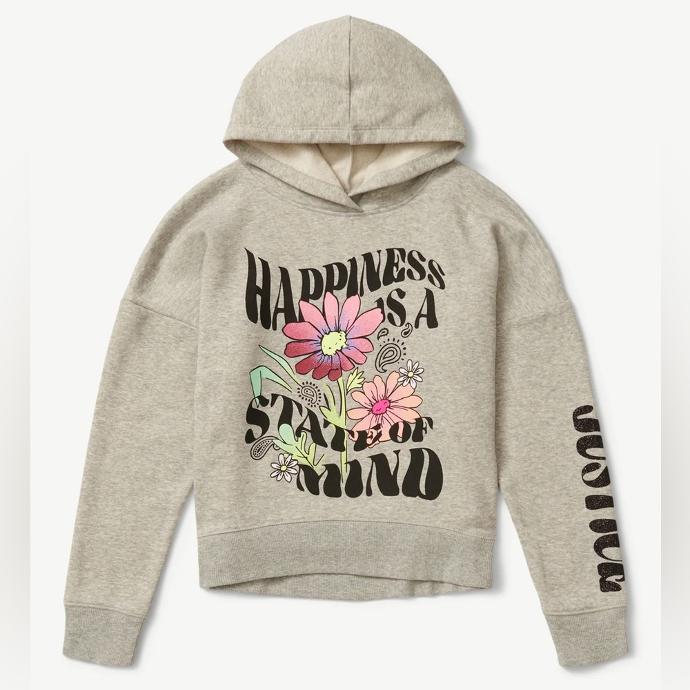 Justice Gray Hoodie with Floral Design Size XS (5/6)